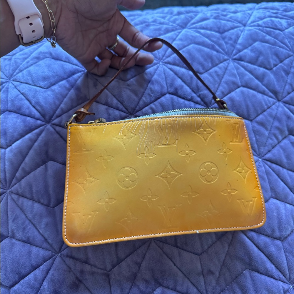 Louis Vuitton Monogram Vernis Small Wristlet in Yellow-Orange